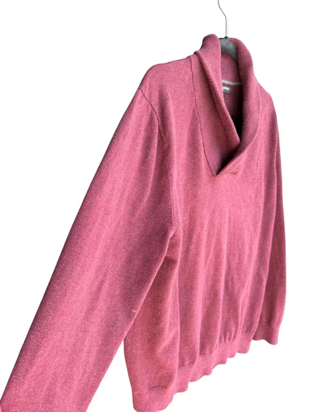 Banana Republic 100% Cotton Shawl Collar Pullover Sweater Burgundy Heather Men's